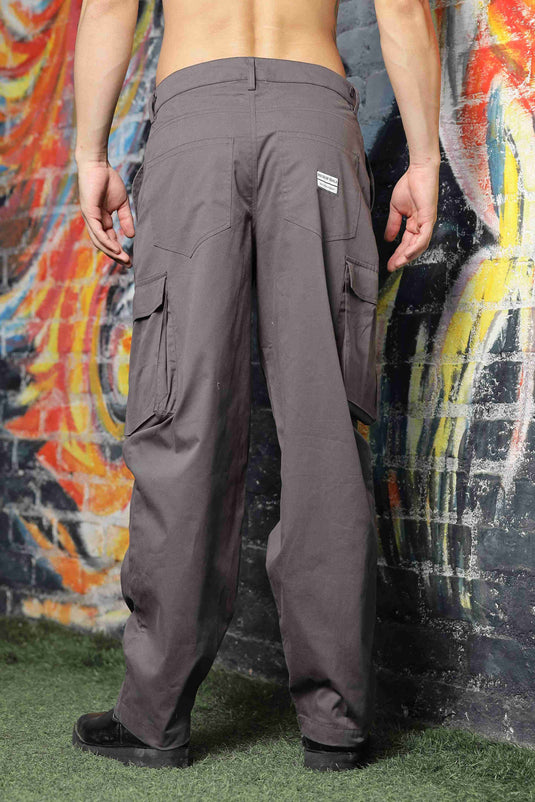 Unisex Baggy fit Grey Cargo Trousers