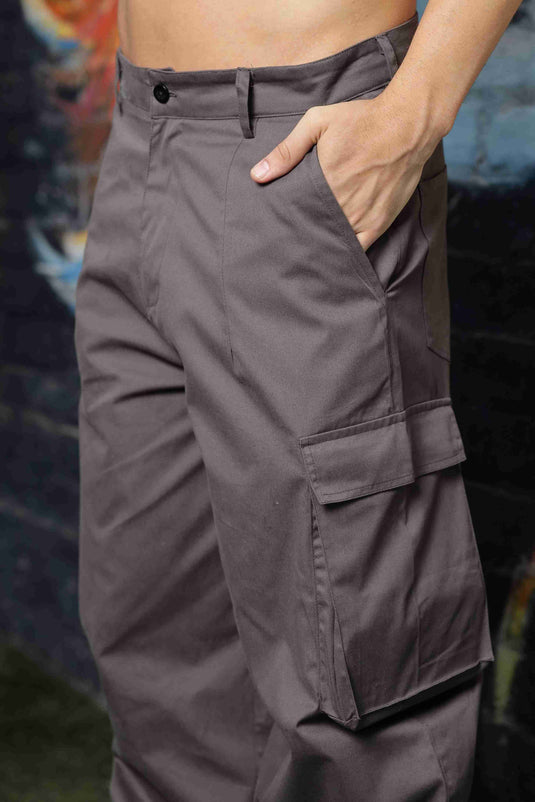 Unisex Baggy fit Grey Cargo Trousers