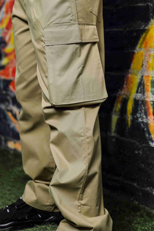 Unisex Baggy fit Beige Cargo Trousers