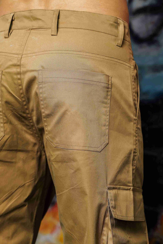 Unisex Baggy Fit Khaki 8-Pocket Cargo Trousers