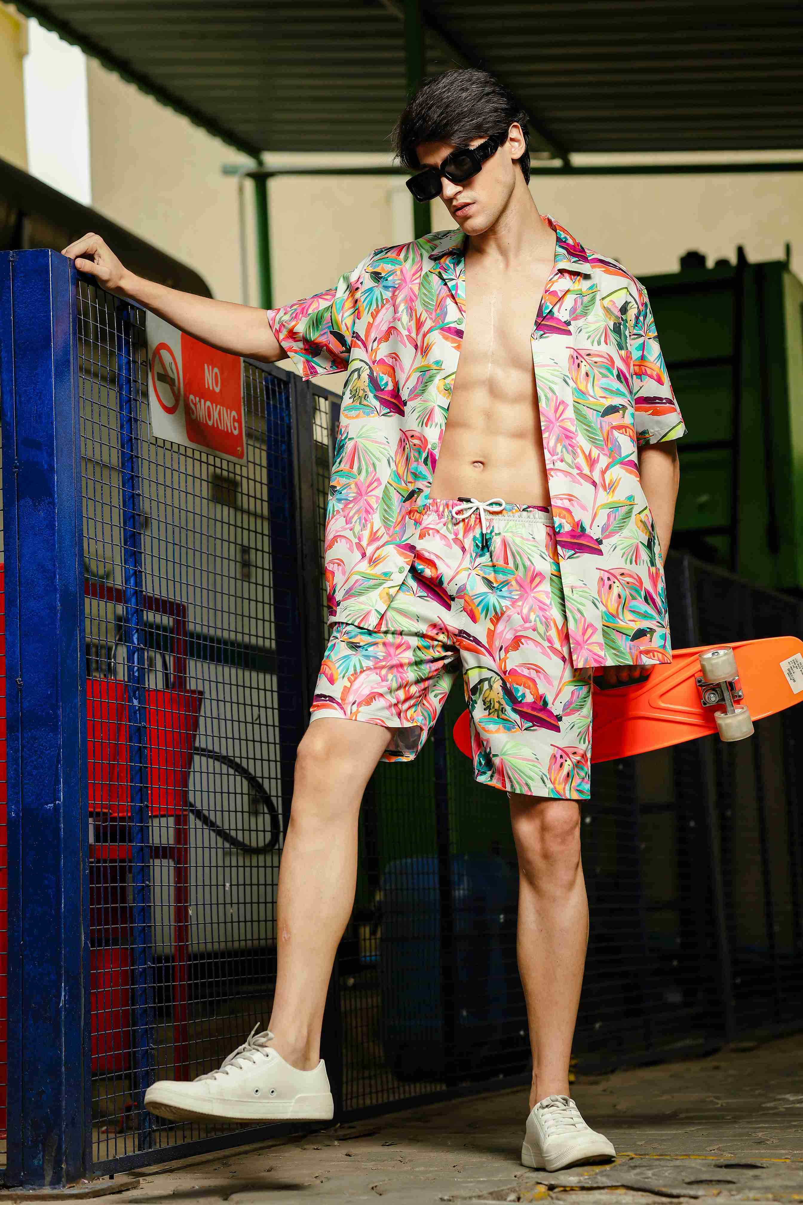 Unisex Relaxed Fit Floral Printed Shorts