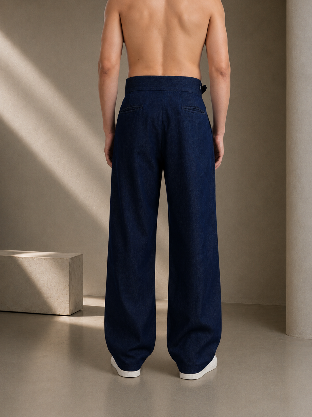 Co-Ord Set Navy Blue Premium Denim Gurkha Pant & Half Sleeve Shirt Relaxed Fit