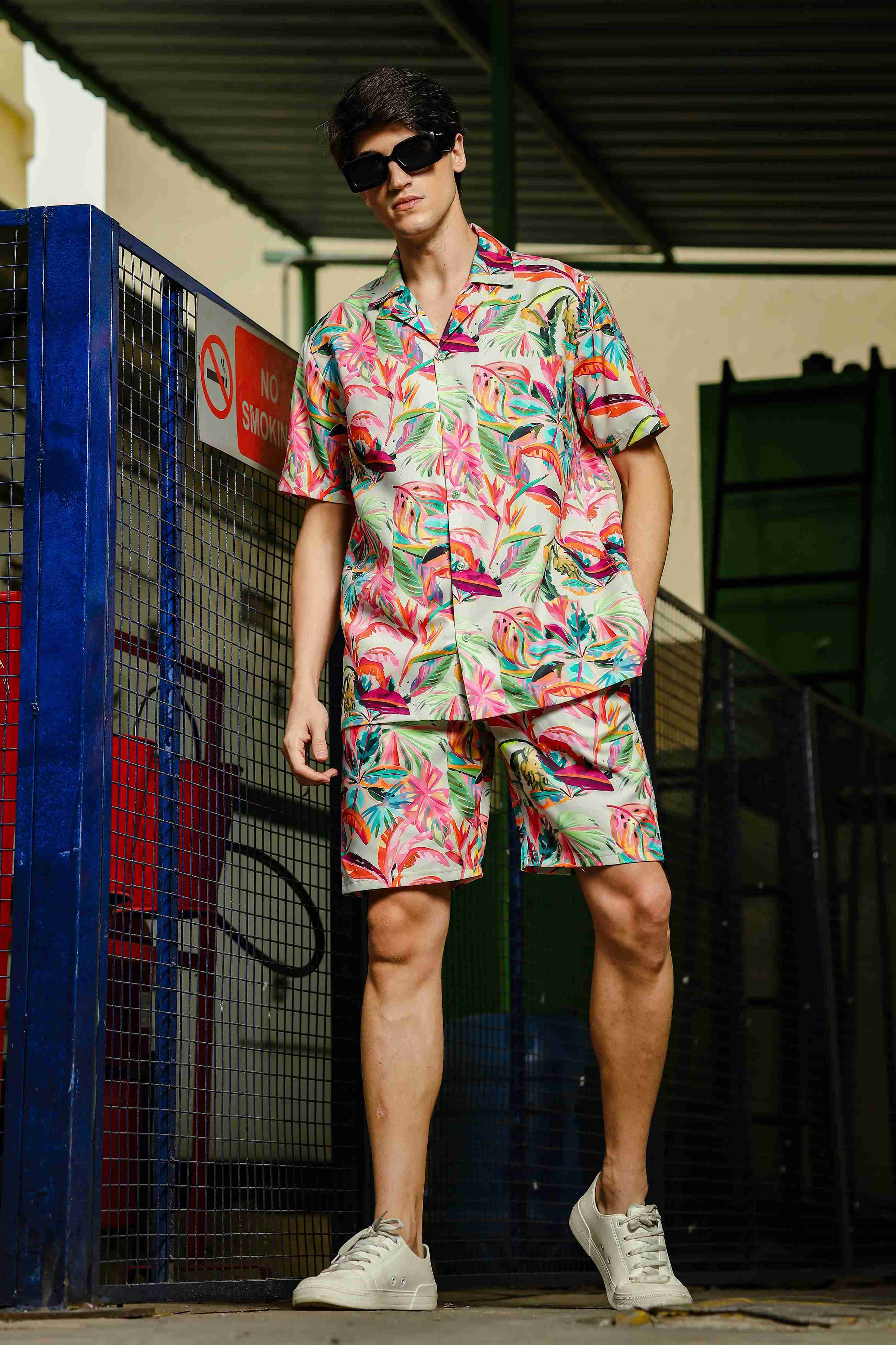 Unisex Relaxed Fit Floral Printed Shorts