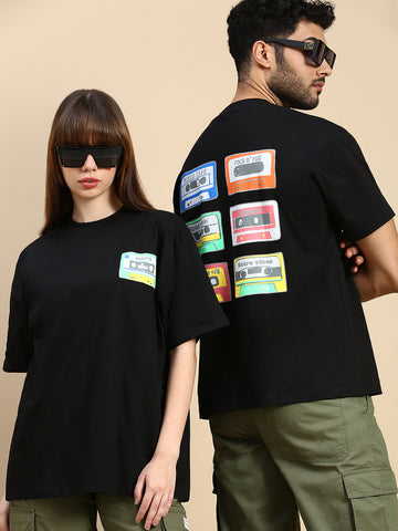 Unisex Black Oversized Fit Vintage Black TShirt