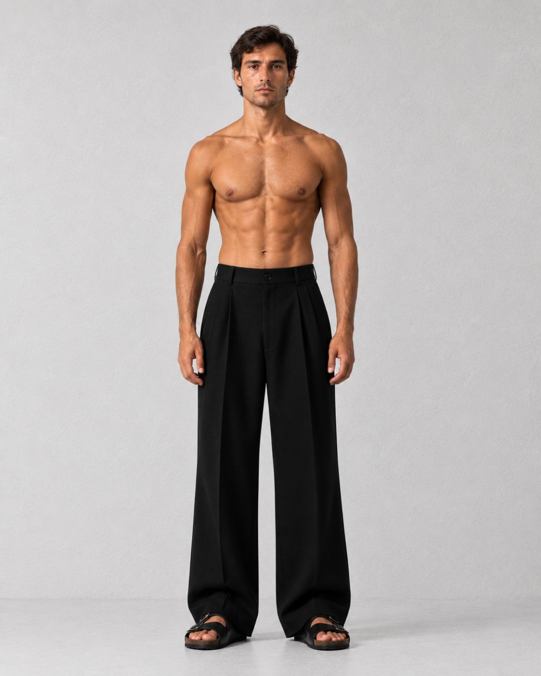 Black Baggy fit Street Savvy Double Pleated Korean Trousers