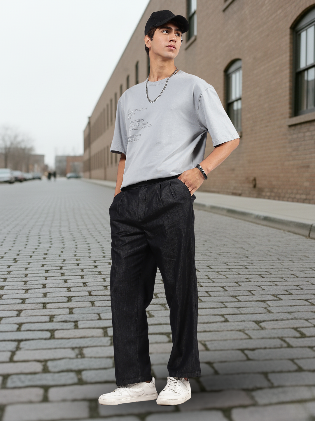 Black Premium Denim Gurkha Trousers with Double Pleated Front