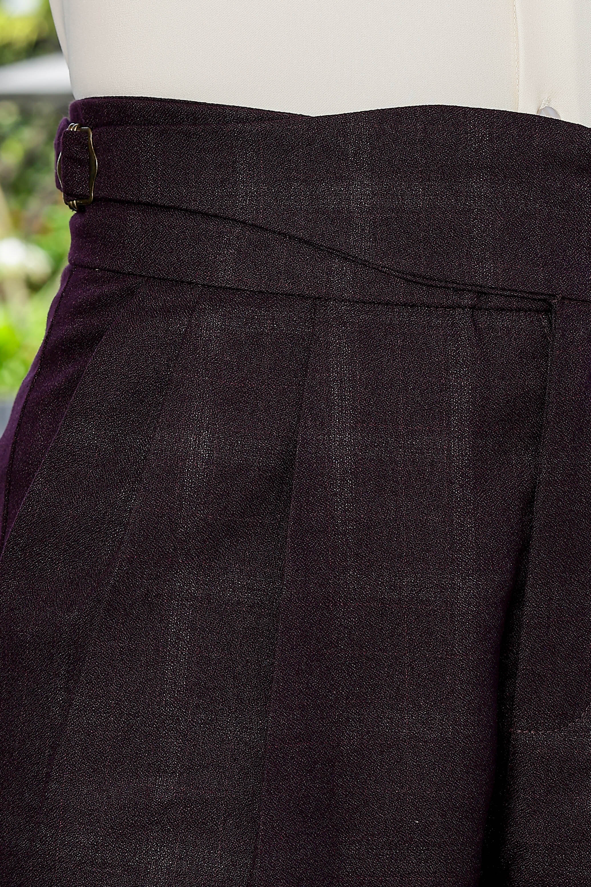 Wine Premium Tweed Blend  Gurkha Trousers with Double Pleated Front