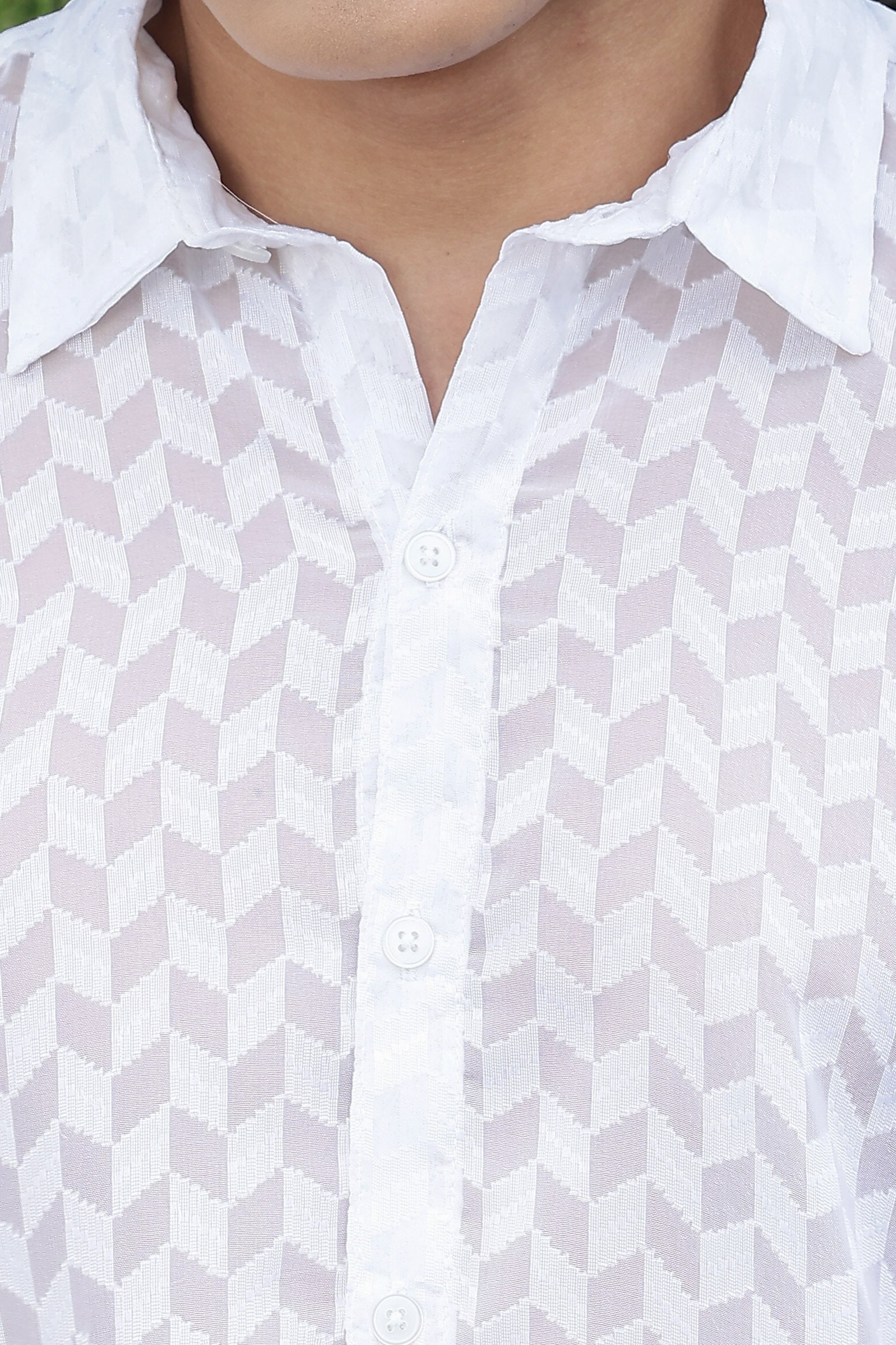 White Classic Semi Sheer Georgette Relaxed Fit Shirt 2.0