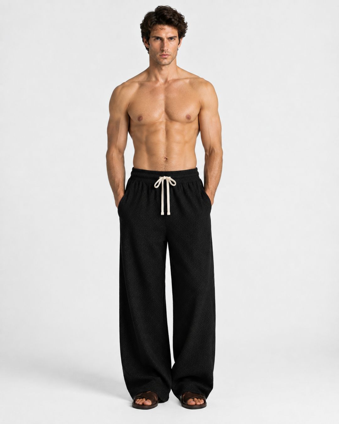 Black Textured Oversized Full Sleeve Sweatshirt & Trackpant Co-ord Set