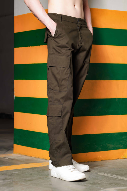 Unisex Relaxed fit Olive Baggy Cargo Trousers