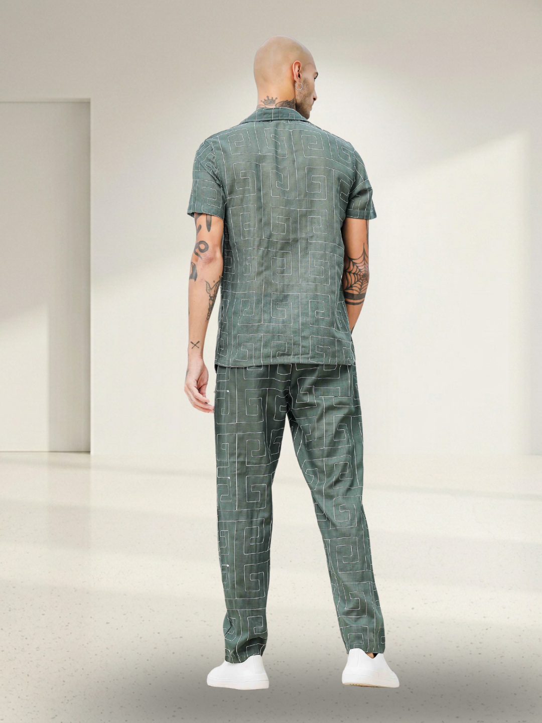 Olive Linen Blend Textured All Day Pants