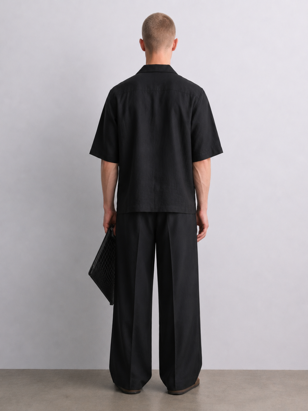 Black Embroidered Relax Fit Oversized Half Sleeve Casual Resort Shirt