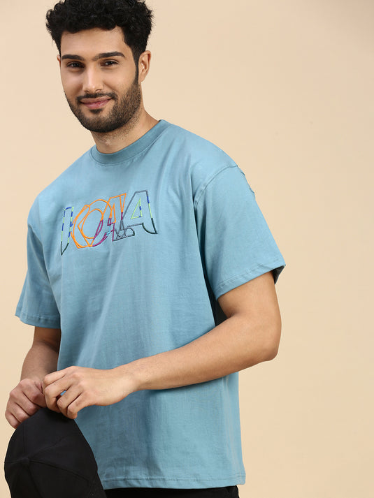 Unisex Oversized Bordado Blue TShirt