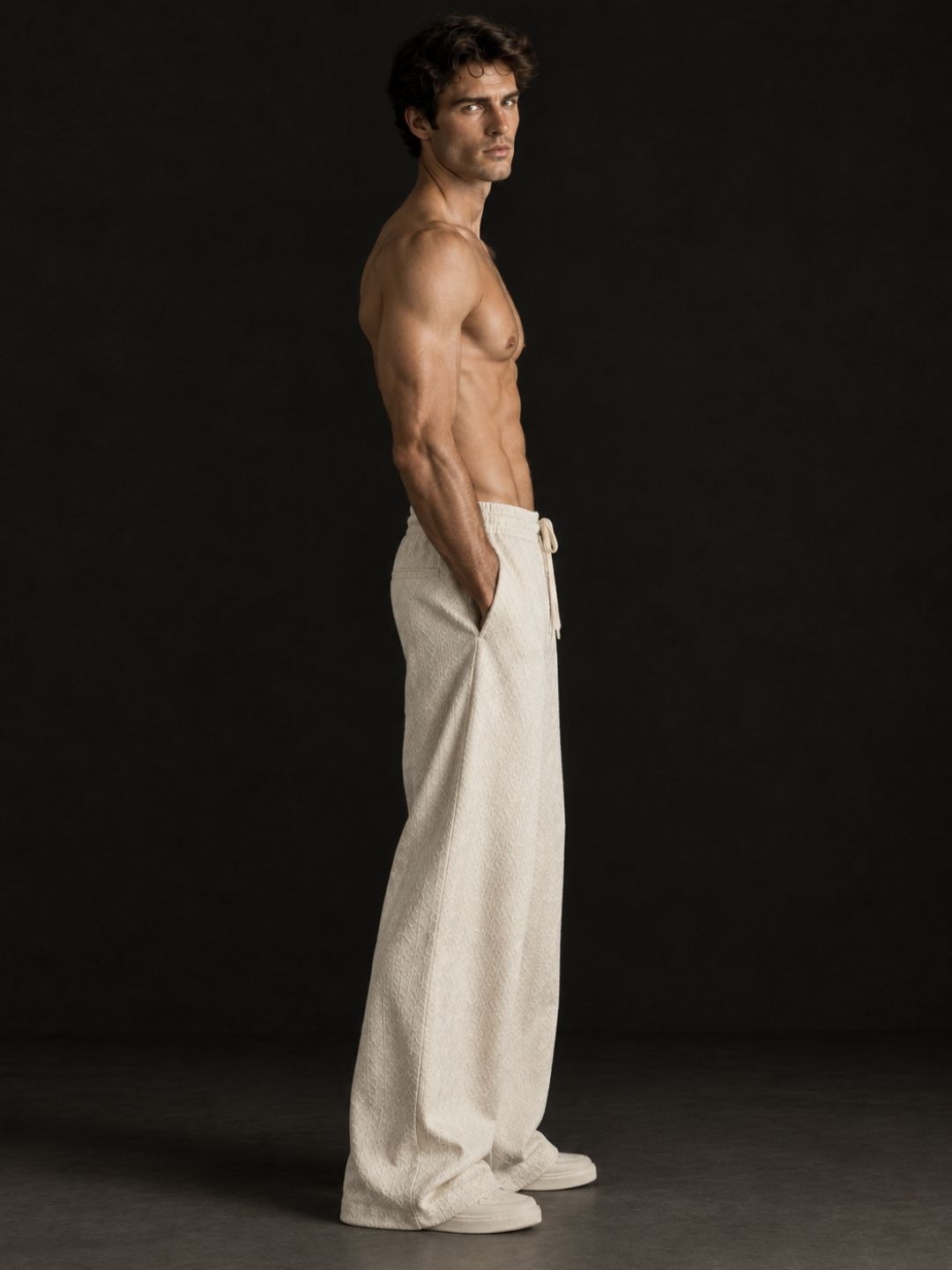 Off-White Super Soft Textured Extra Baggy Korean Pant