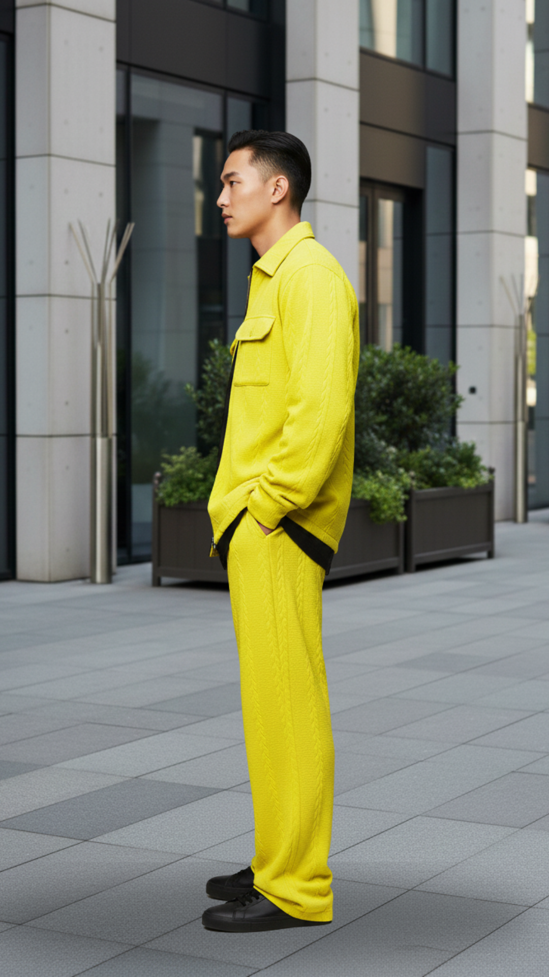 Neon Green Textured Oversized Heavy Duty Zipper Shacket &Trackpant Co-ord Set