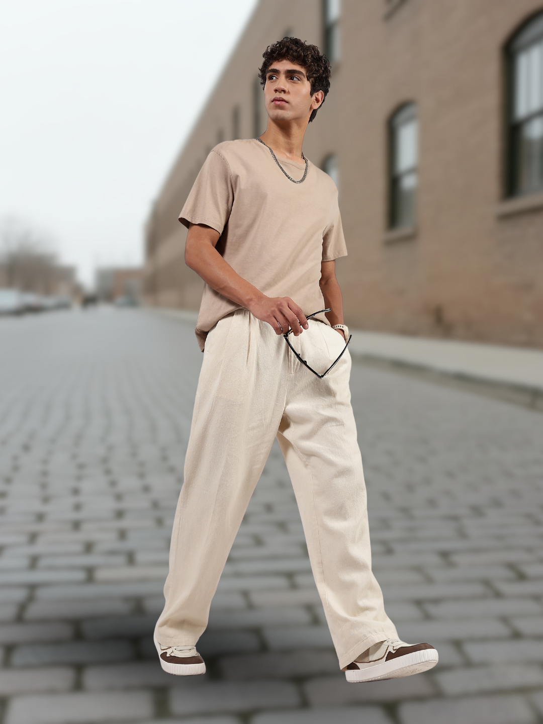 Off-White Premium Denim Gurkha Trousers with Double Pleated Front