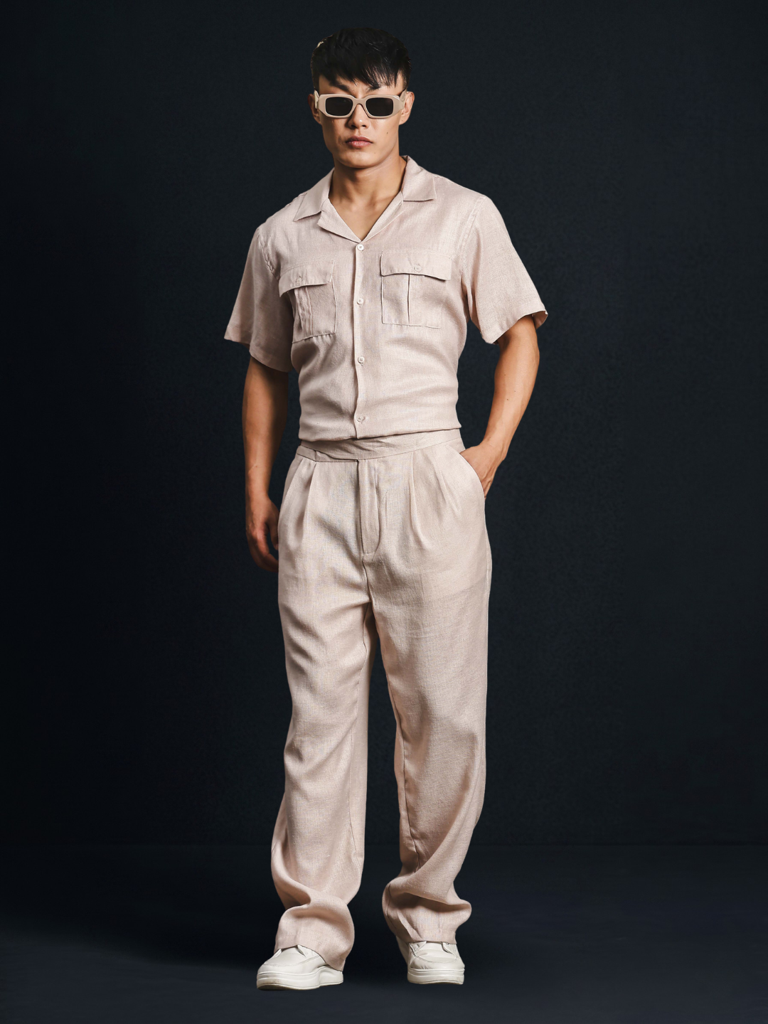 Buy Champagne Solid Linen Blend Gurkha Trousers – House of Koala