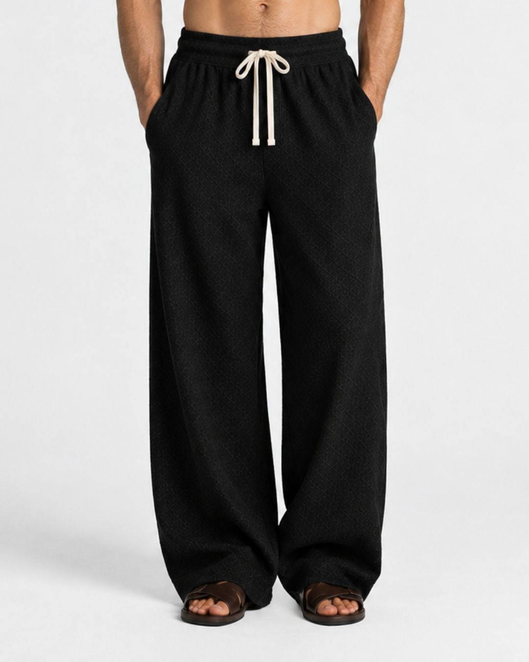 Black Textured Oversized Full Sleeve Sweatshirt & Trackpant Co-ord Set