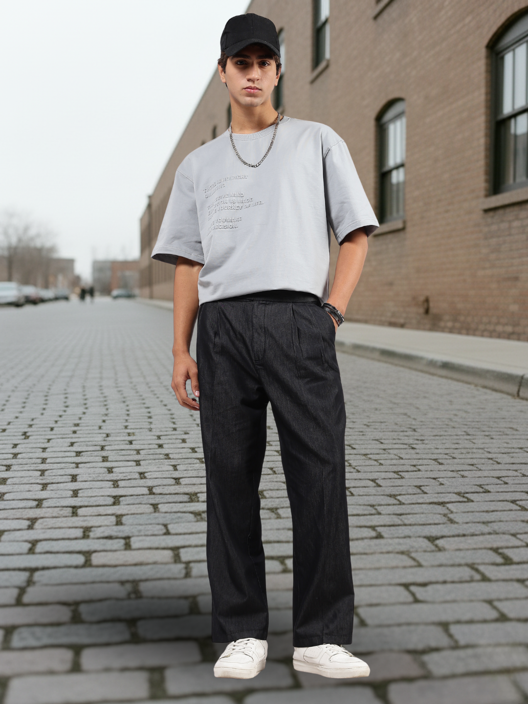 Black Premium Denim Gurkha Trousers with Double Pleated Front