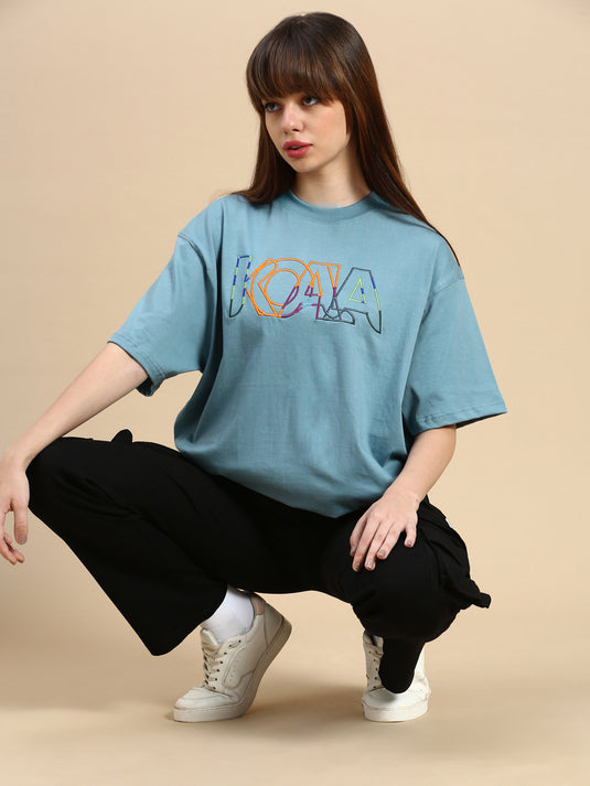 Unisex Oversized Bordado Blue TShirt