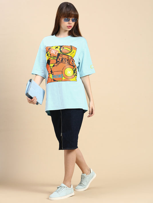 Unisex Oversized Fit Freddo Blue Tshirt