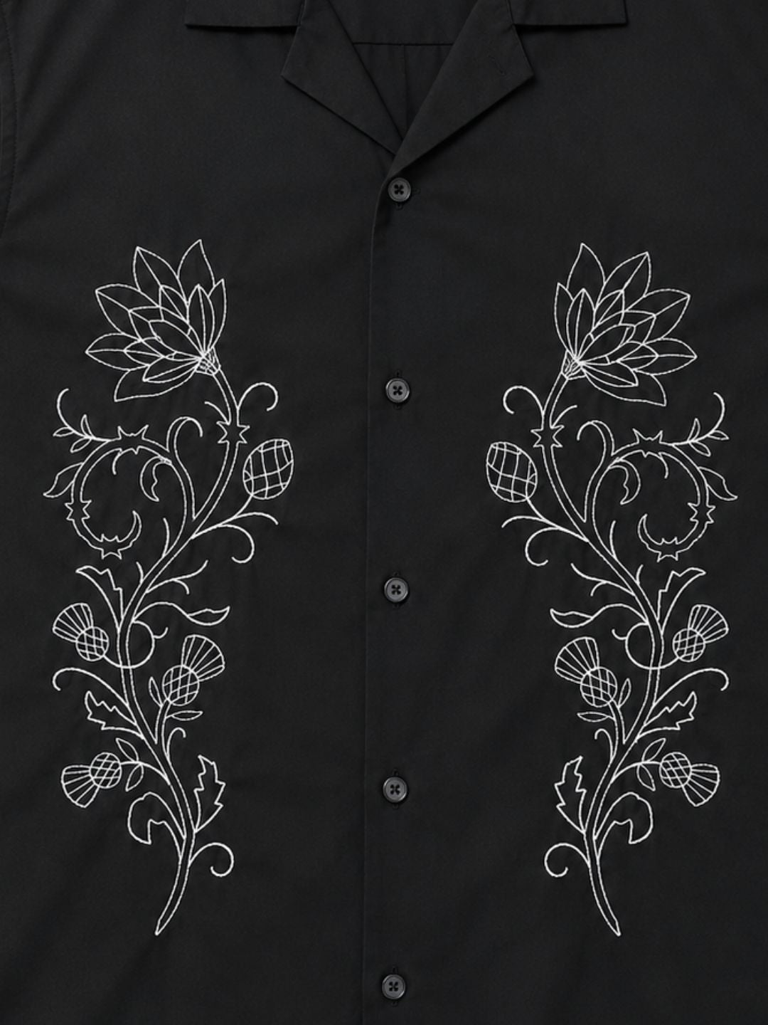 Black Embroidered Relax Fit Oversized Half Sleeve Casual Resort Shirt