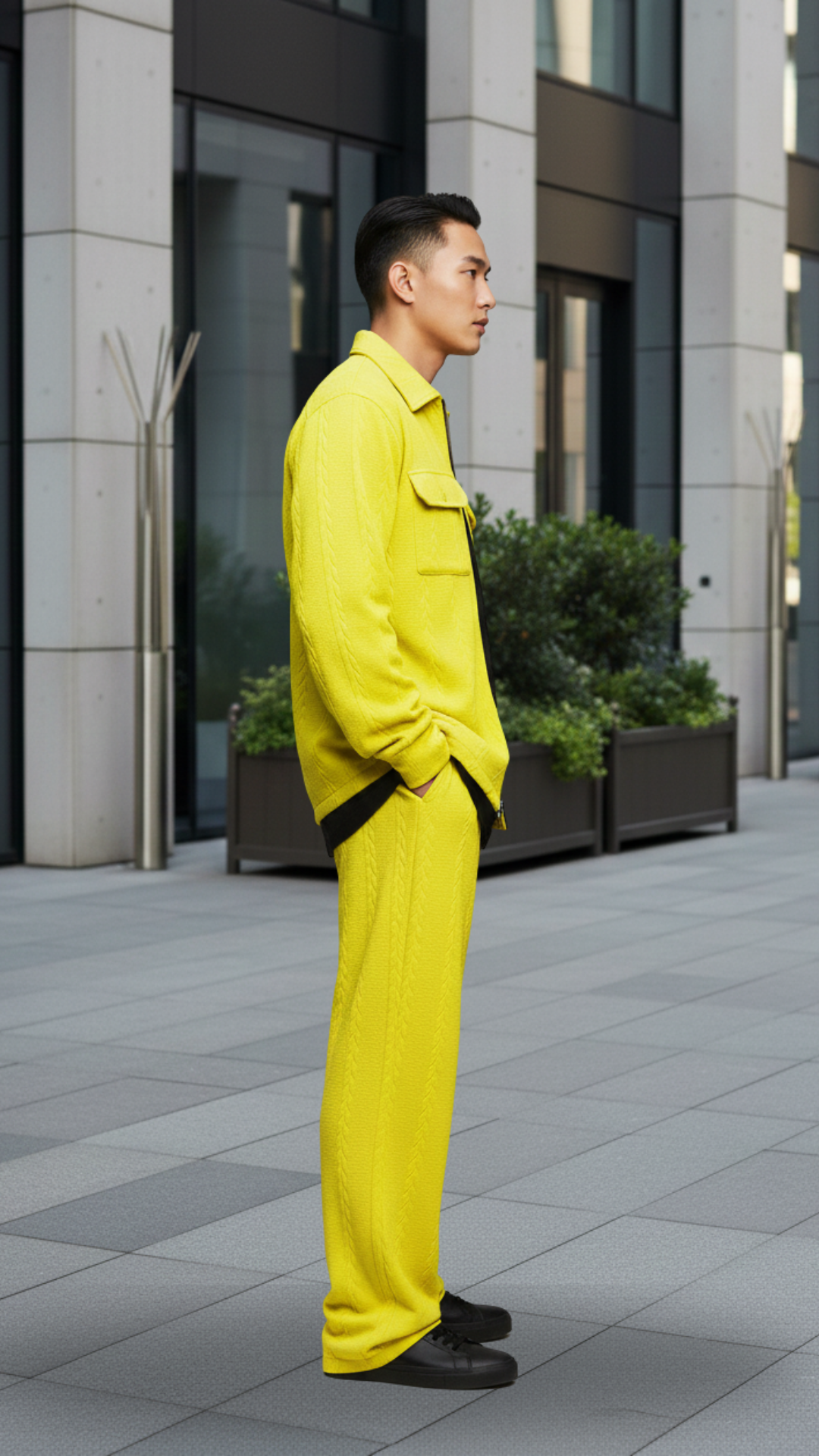 Neon Green Textured Oversized Heavy Duty Zipper Shacket &Trackpant Co-ord Set