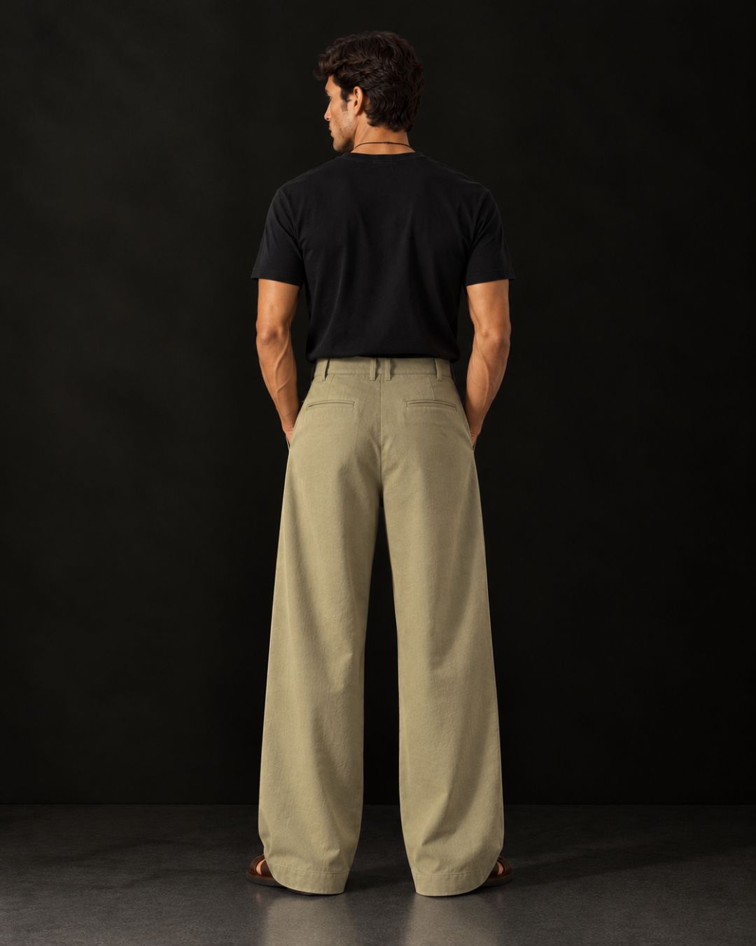 Beige Baggy fit Street Savvy Double Pleated Korean Trousers