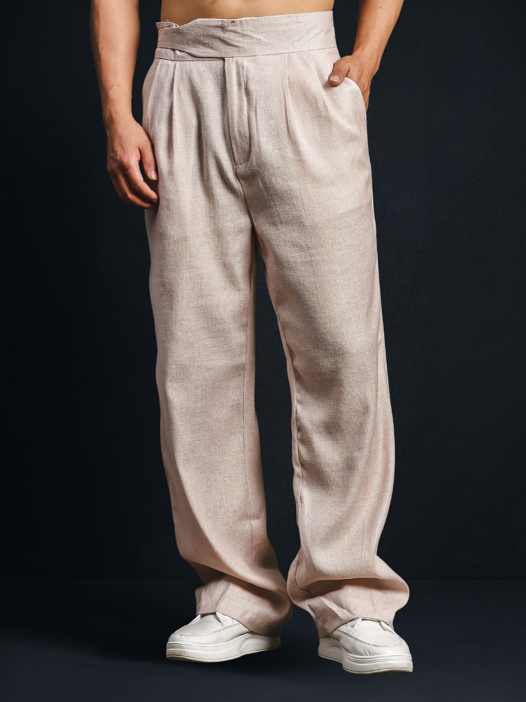 Buy Champagne Solid Linen Blend Gurkha Trousers – House of Koala
