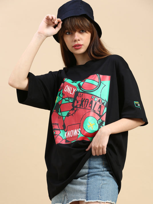 Unisex Oversized Fit Freddo Black Tshirt