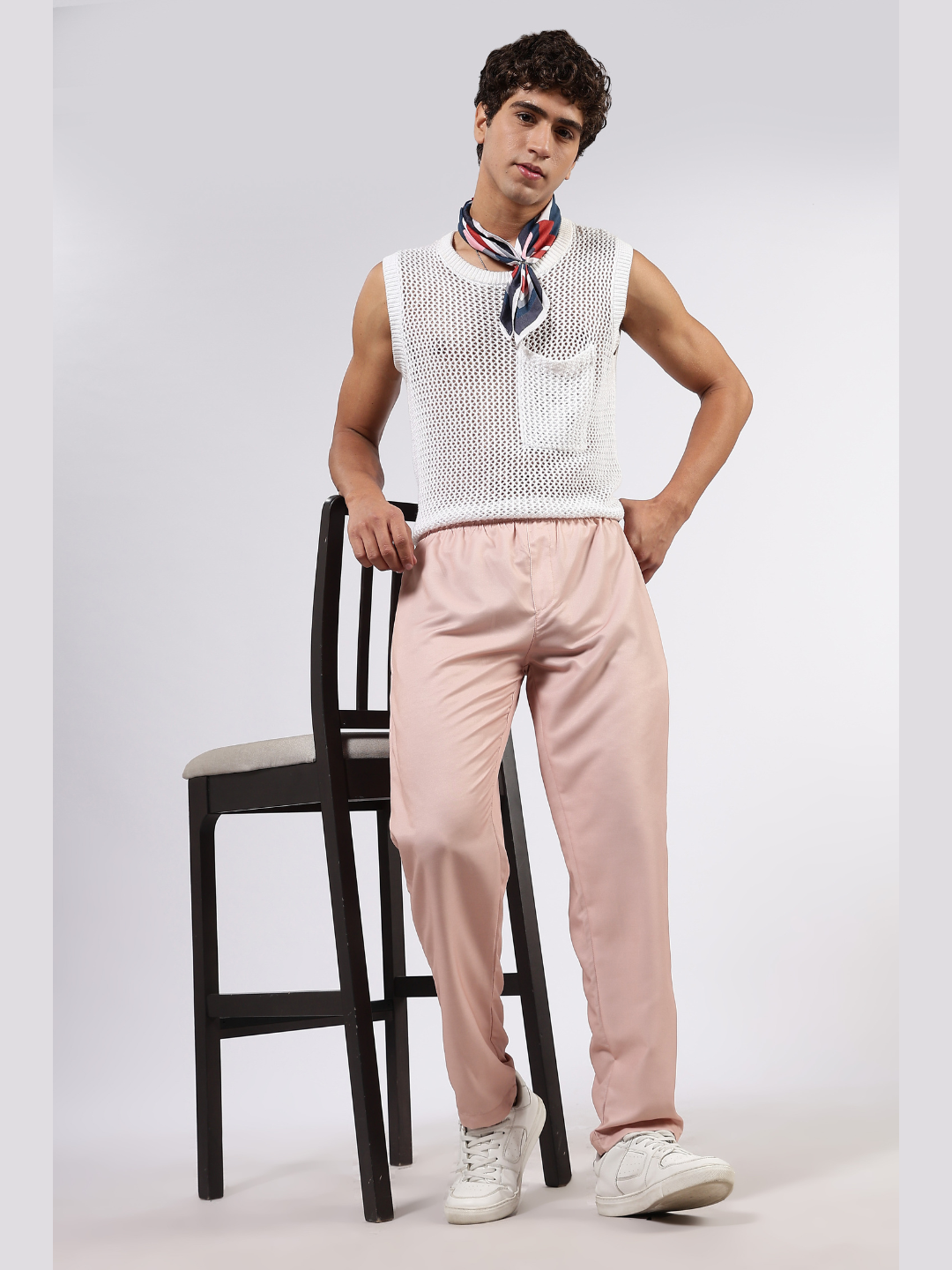 Unisex Peach Solid Mid-Rise All Day Relaxed Fit Pants