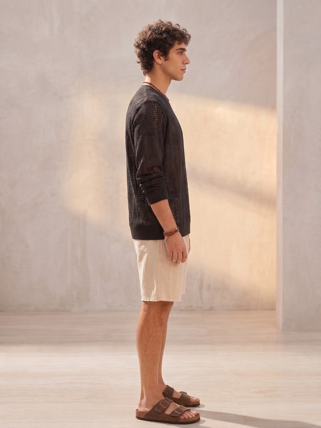 Black Oversized Fit Premium Pure Cotton Crochet T-Shirt