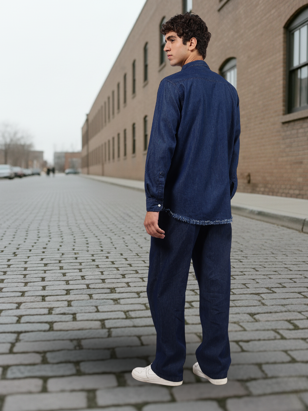 Co-Ord Set Indigo Blue Premium Denim Gurkha Pant & Full Shirt Relaxed Fit