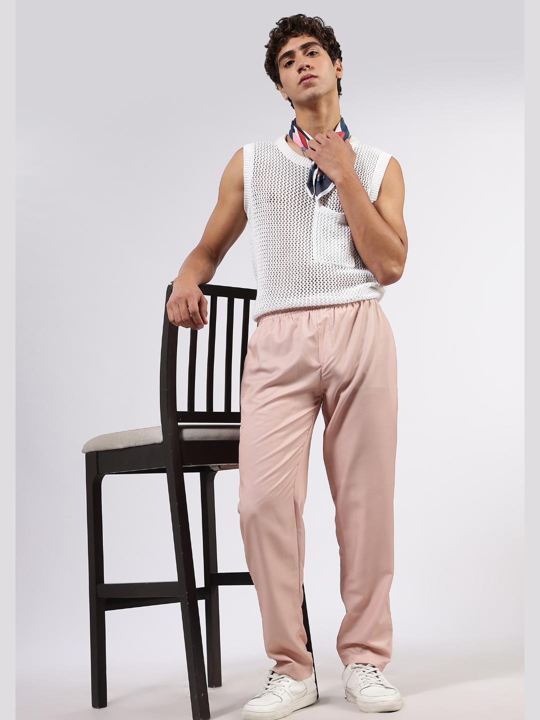 Unisex Peach Solid Mid-Rise All Day Relaxed Fit Pants