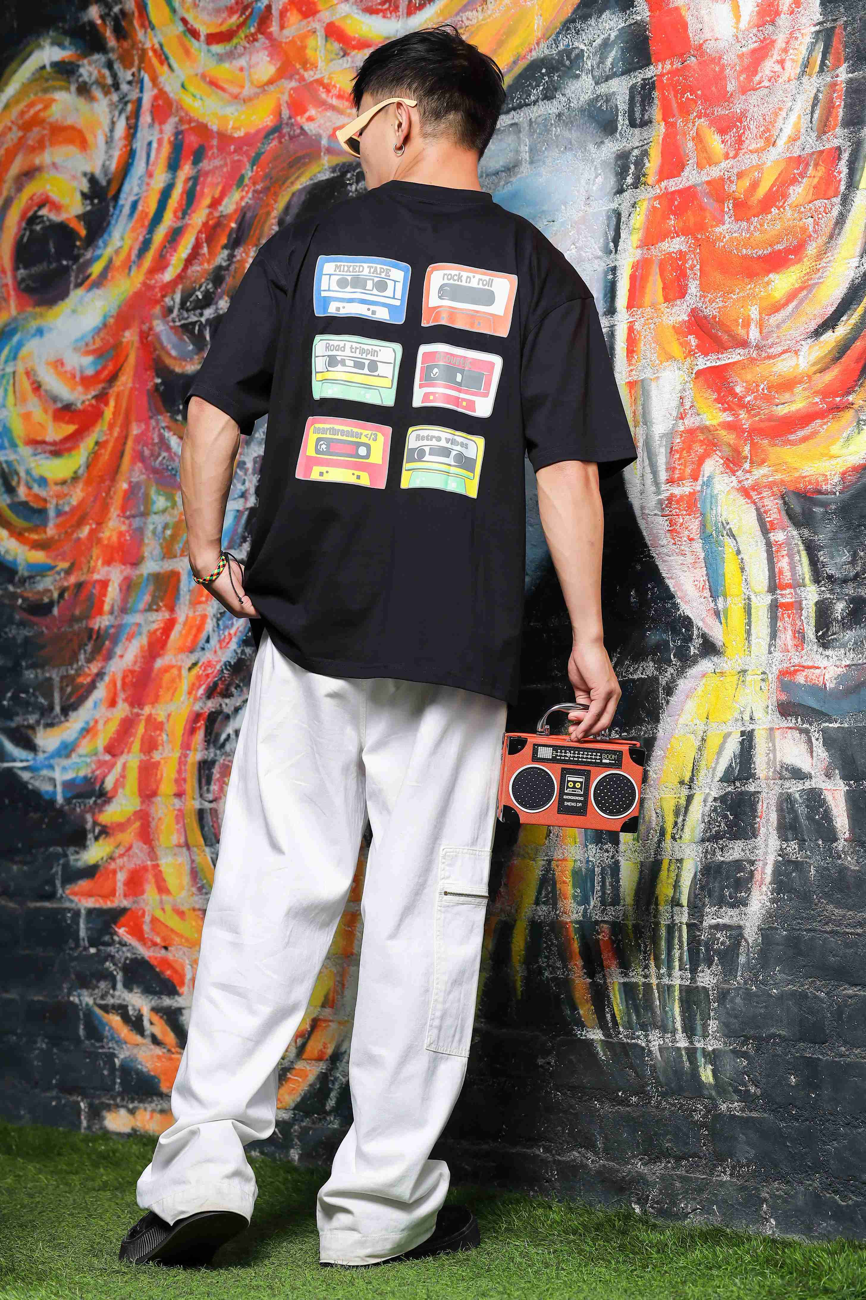 Unisex Black Oversized Fit Vintage Black TShirt