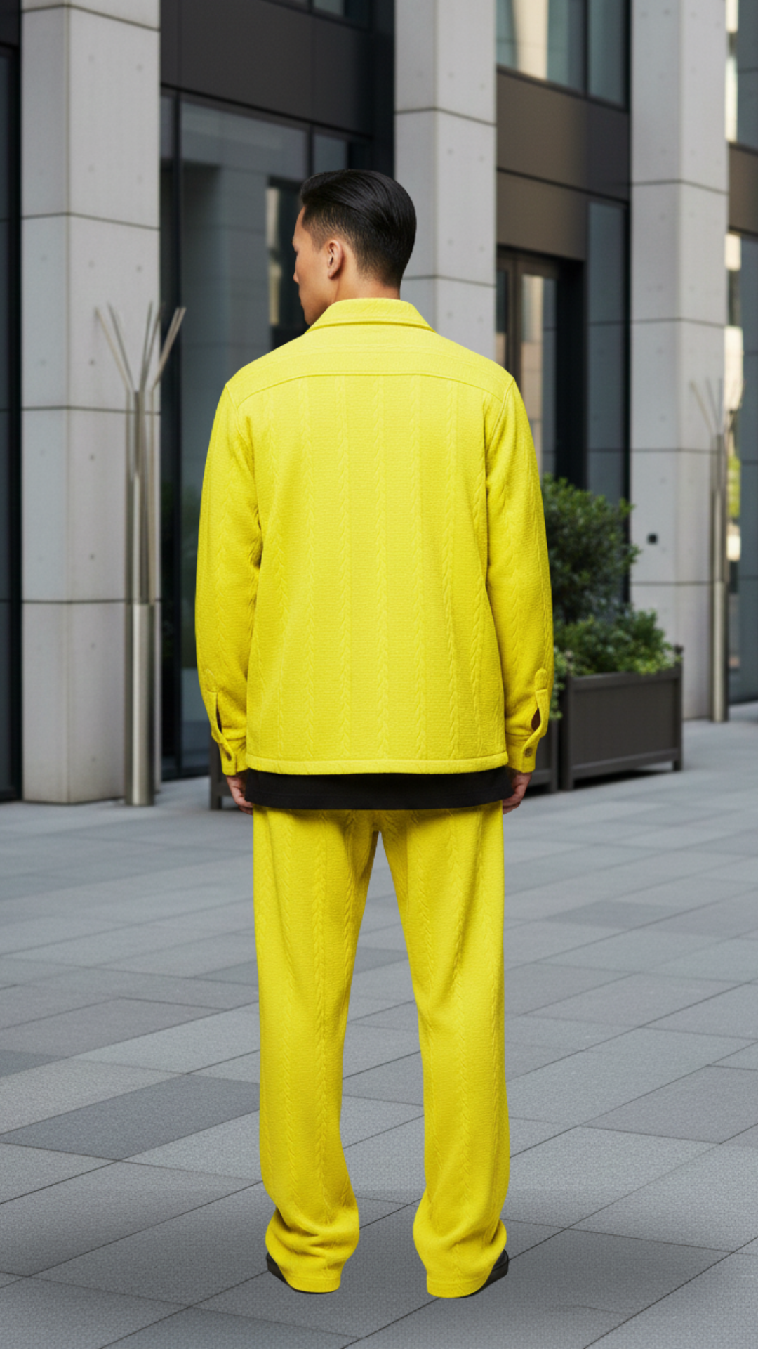 Neon Green Textured Oversized Heavy Duty Zipper Shacket &Trackpant Co-ord Set