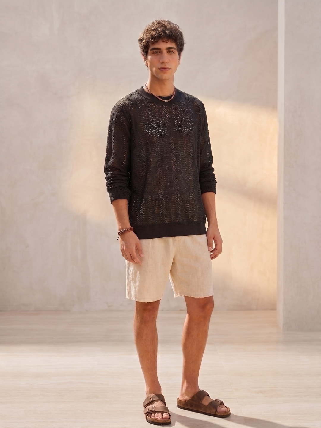 Black Oversized Fit Premium Pure Cotton Crochet T-Shirt