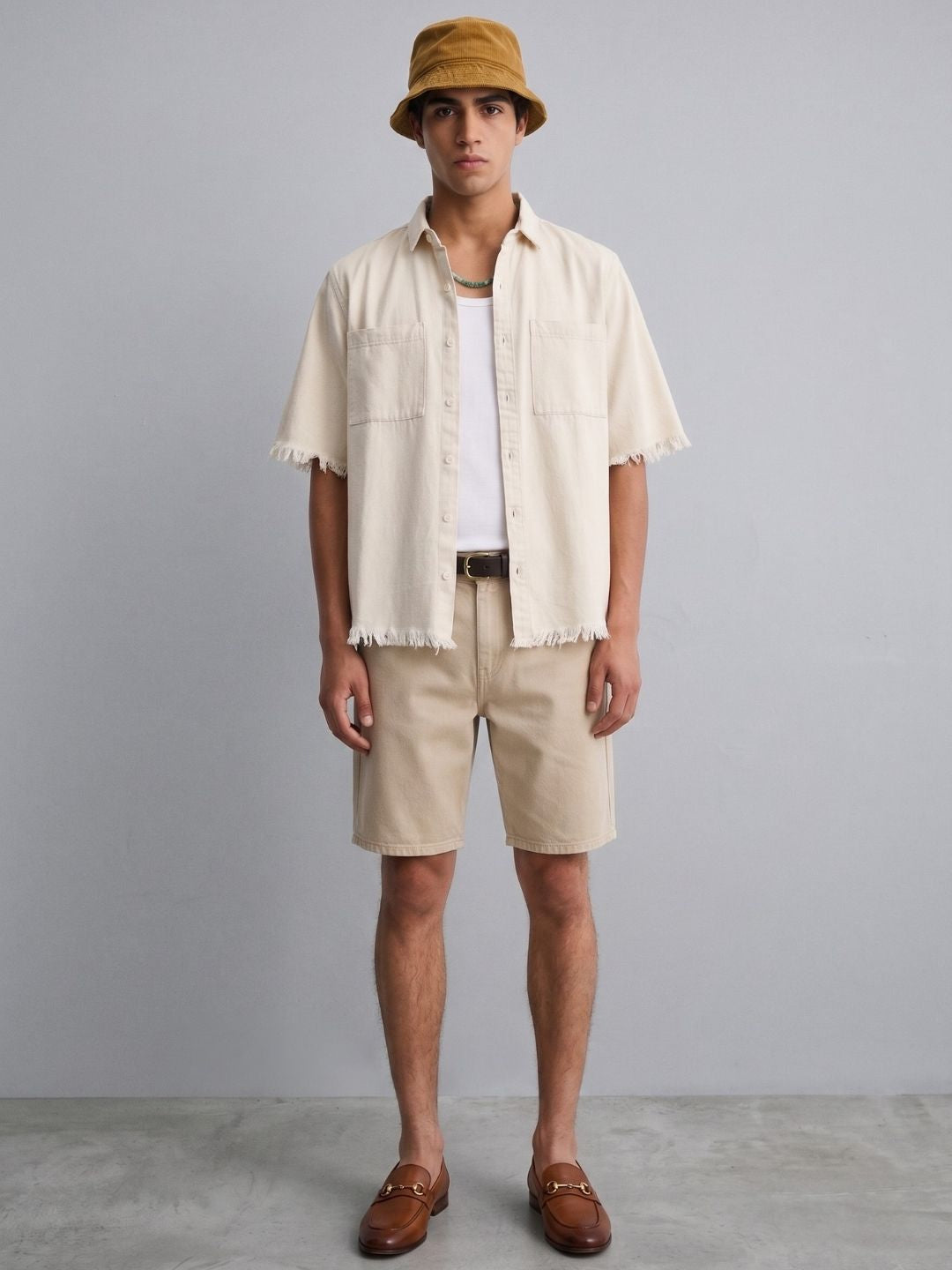Off-White Raw Edge Oversized Box-Fit Spread Collar Premium Denim Shirt