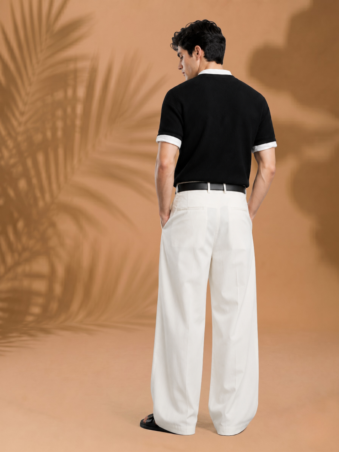 Cream Wide Leg Samurai Trousers with Pleated Front