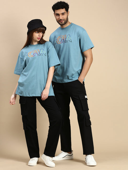 Unisex Oversized Bordado Blue TShirt