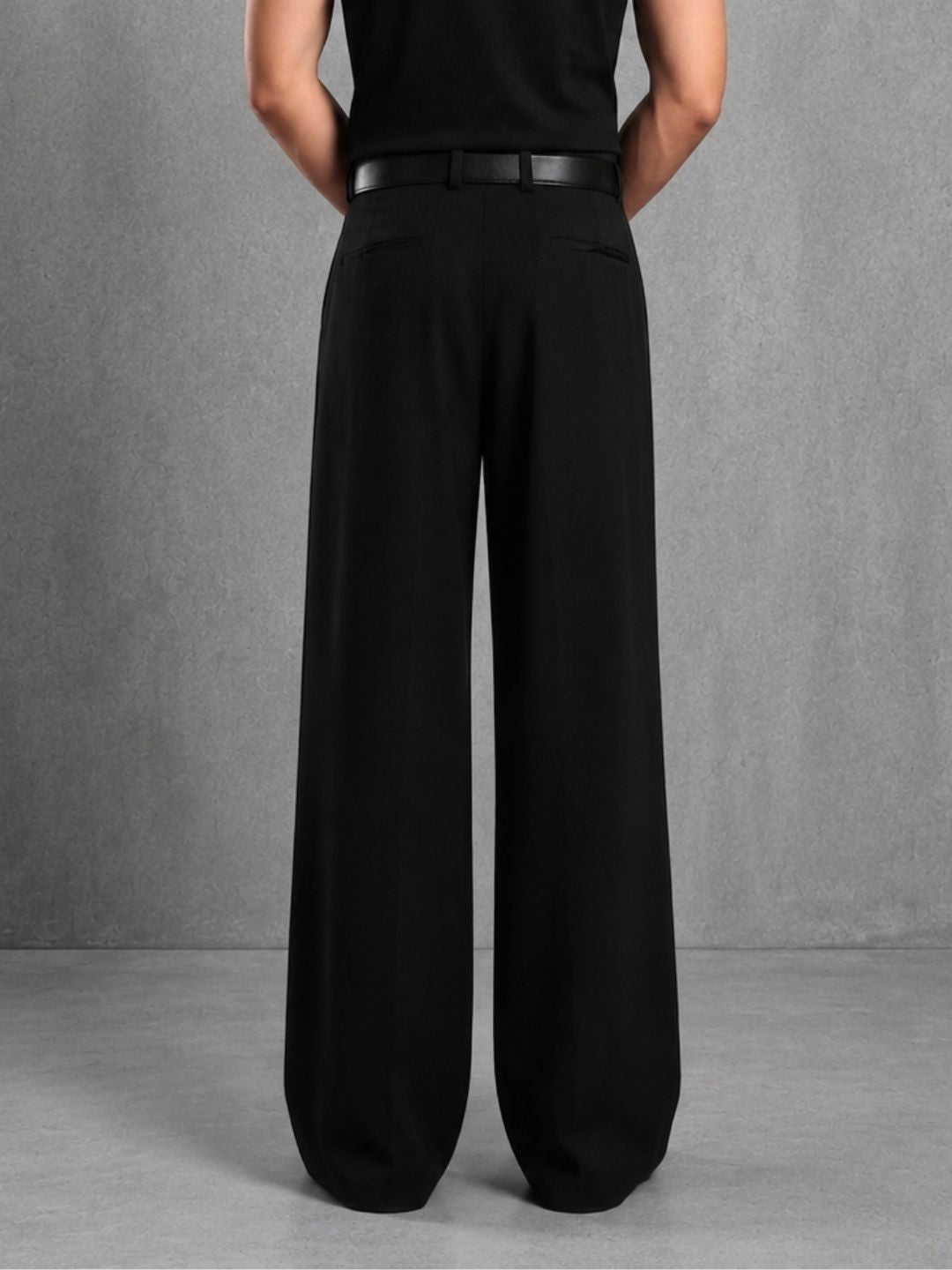 Black Wide Leg Samurai Trousers with Pleated Front