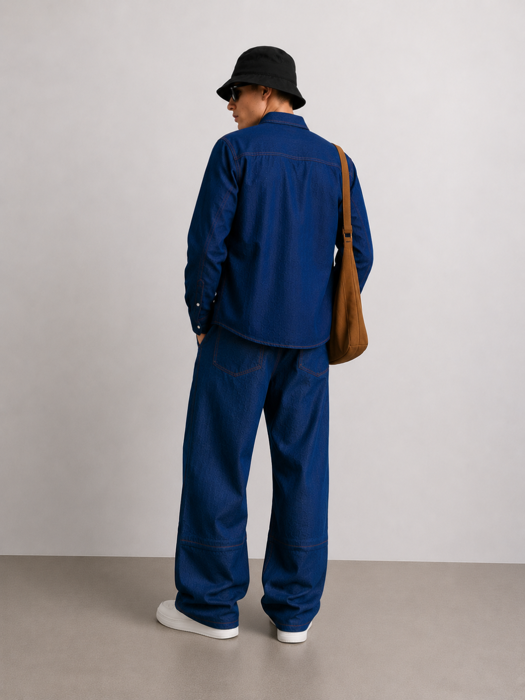 Denim Co-ord Set Navy Blue Parachute Baggy Denim Pant & Full Shirt Relaxed Fit