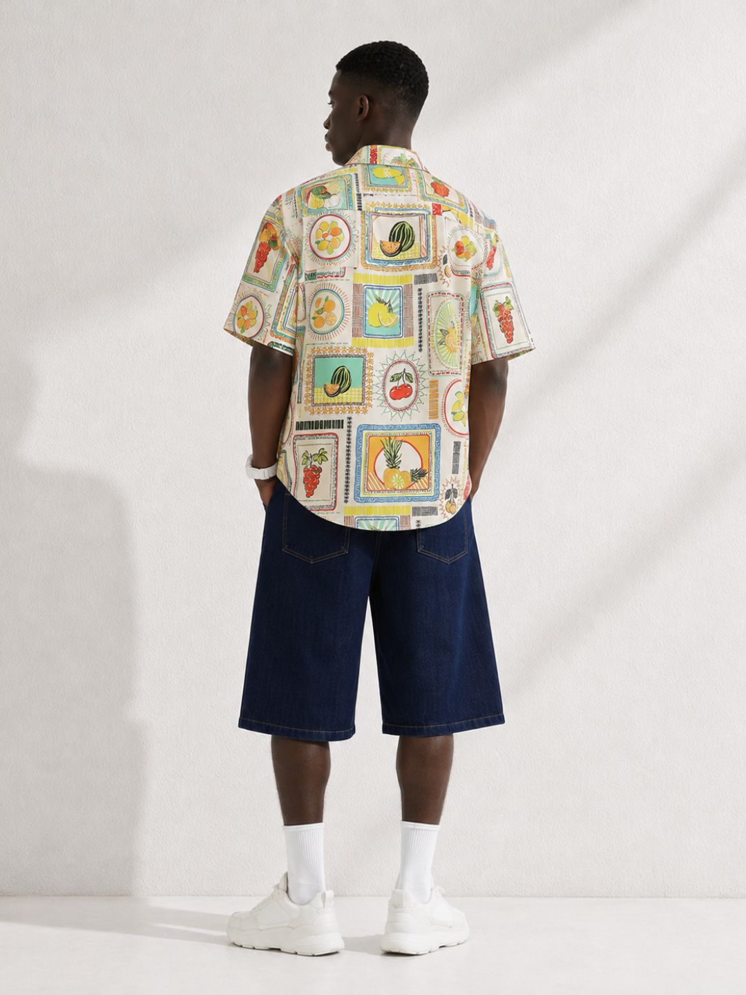 Beige Quirk Tropical Printed  Classic Relaxed Fit Resort Shirt