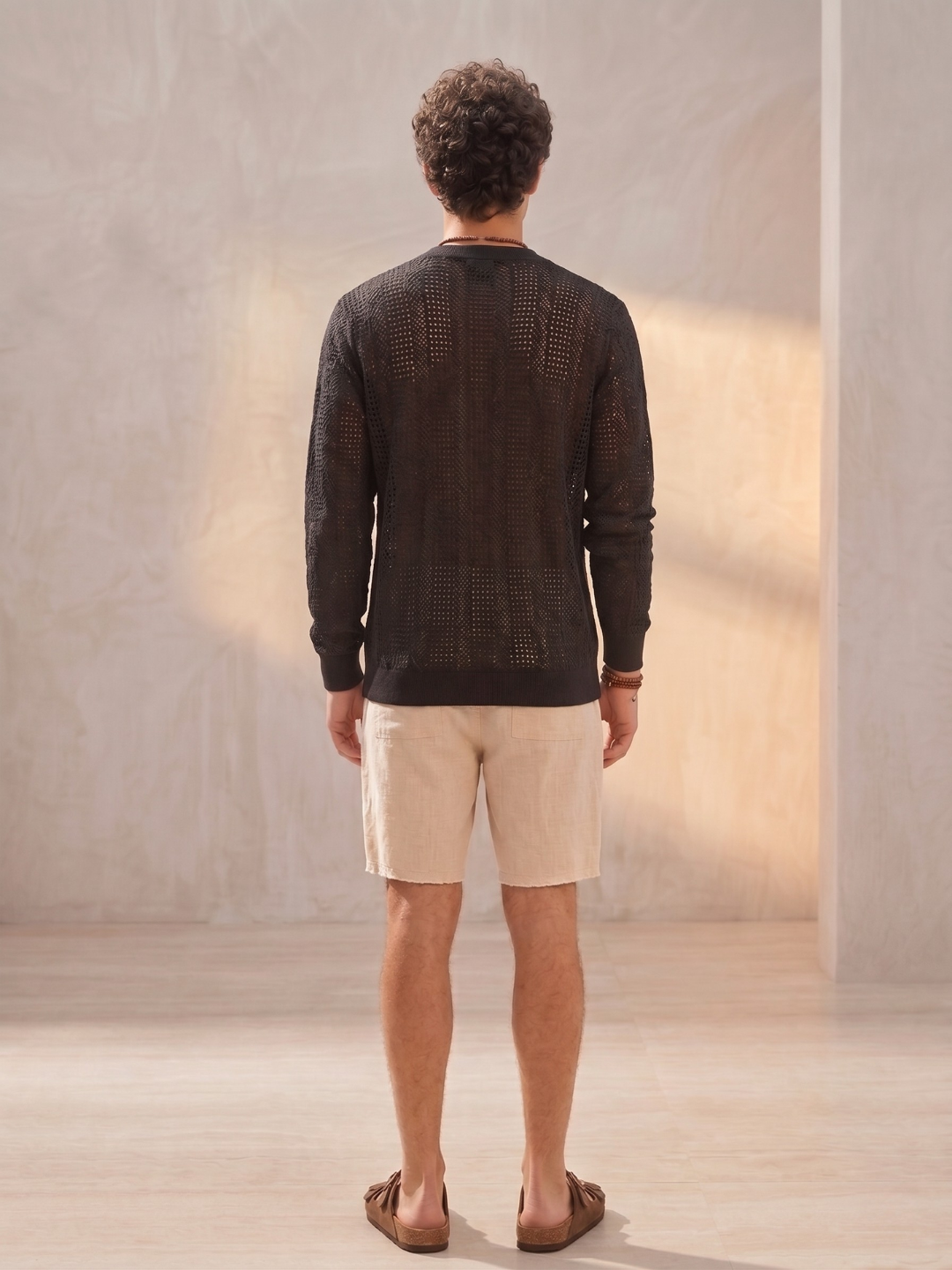 Black Oversized Fit Premium Pure Cotton Crochet T-Shirt