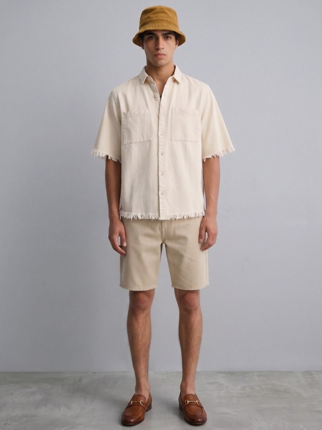Off-White Raw Edge Oversized Box-Fit Spread Collar Premium Denim Shirt