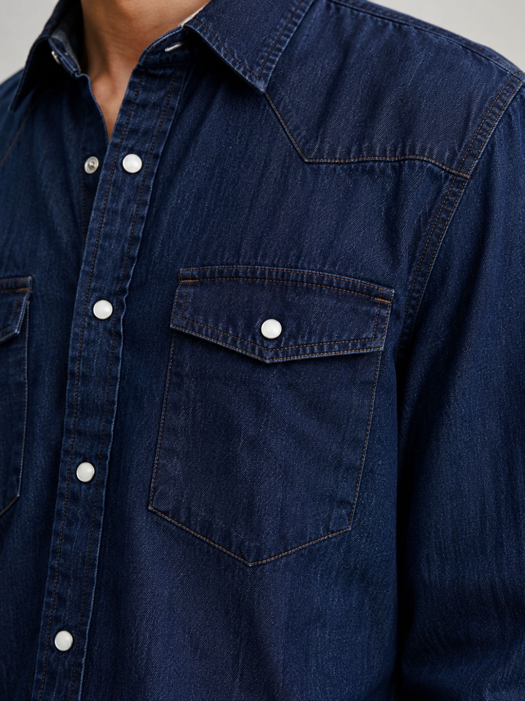 Navy Blue Raw Edge Oversized Relaxed Fit Spread Collar Premium Denim Full Sleeve Shirt