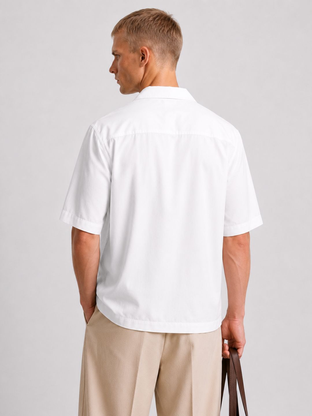 White Embroidered Relaxed Fit Oversized Half Sleeve Casual Resort Shirt