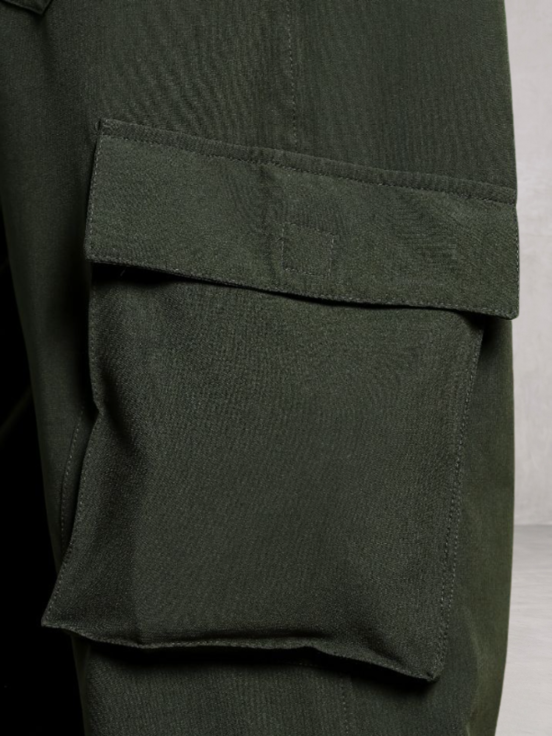 Olive Baggy Fit  Parachute Cargo Trousers