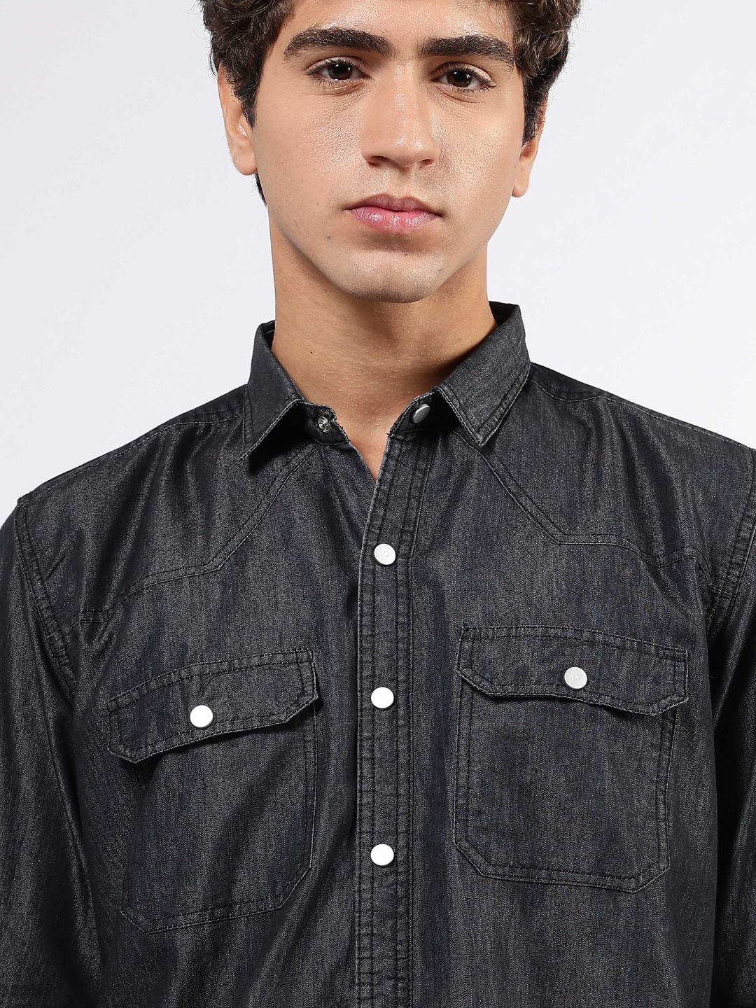 Co-ord Set Black Premium Denim Gurkha Pant & Full Shirt Relaxed Fit