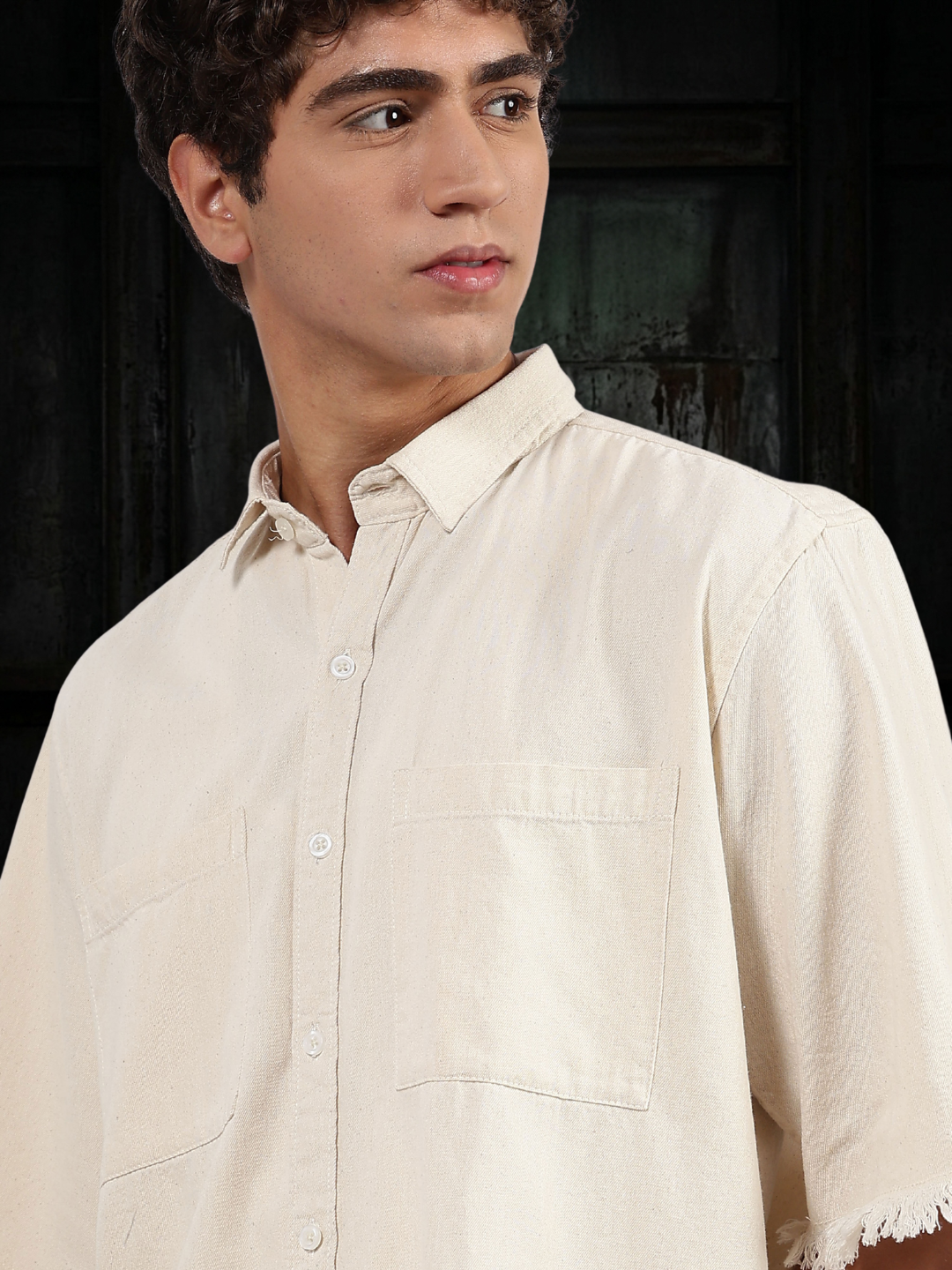 Co-Ord Set Off-White Premium Denim Gurkha Pant & Half Sleeve Shirt Relaxed Fit